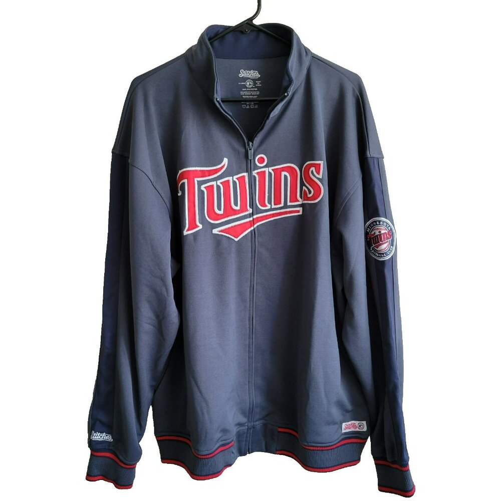 MLB Stitches Minnesota Twins Lightweight Zip Up Jacket XL Gray/Blue Embroidered - Picture 1 of 8